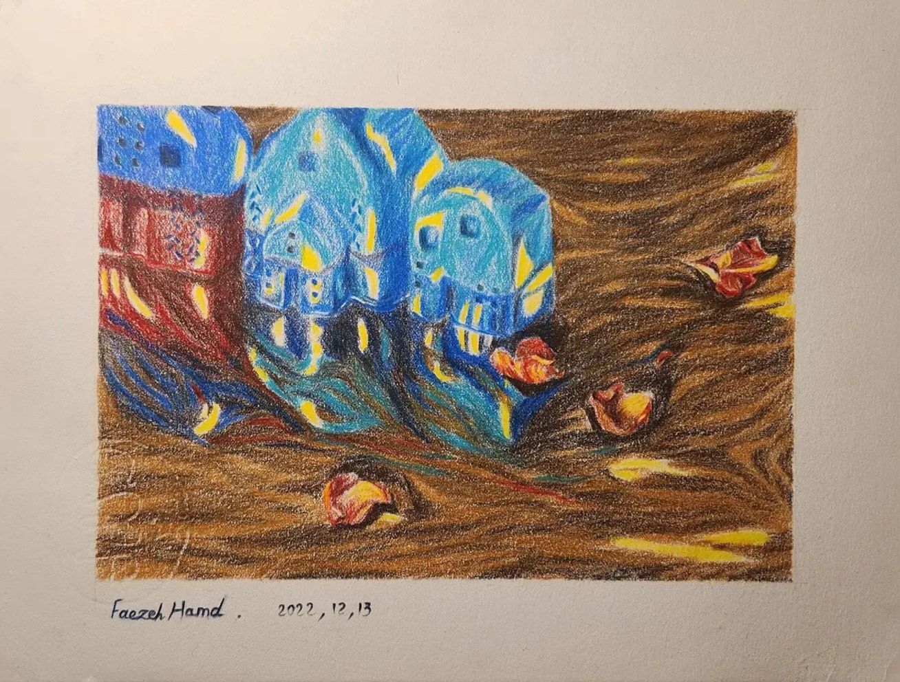 Untitled — Colored pencil on cardboard, 28 × 21 cm, 2022