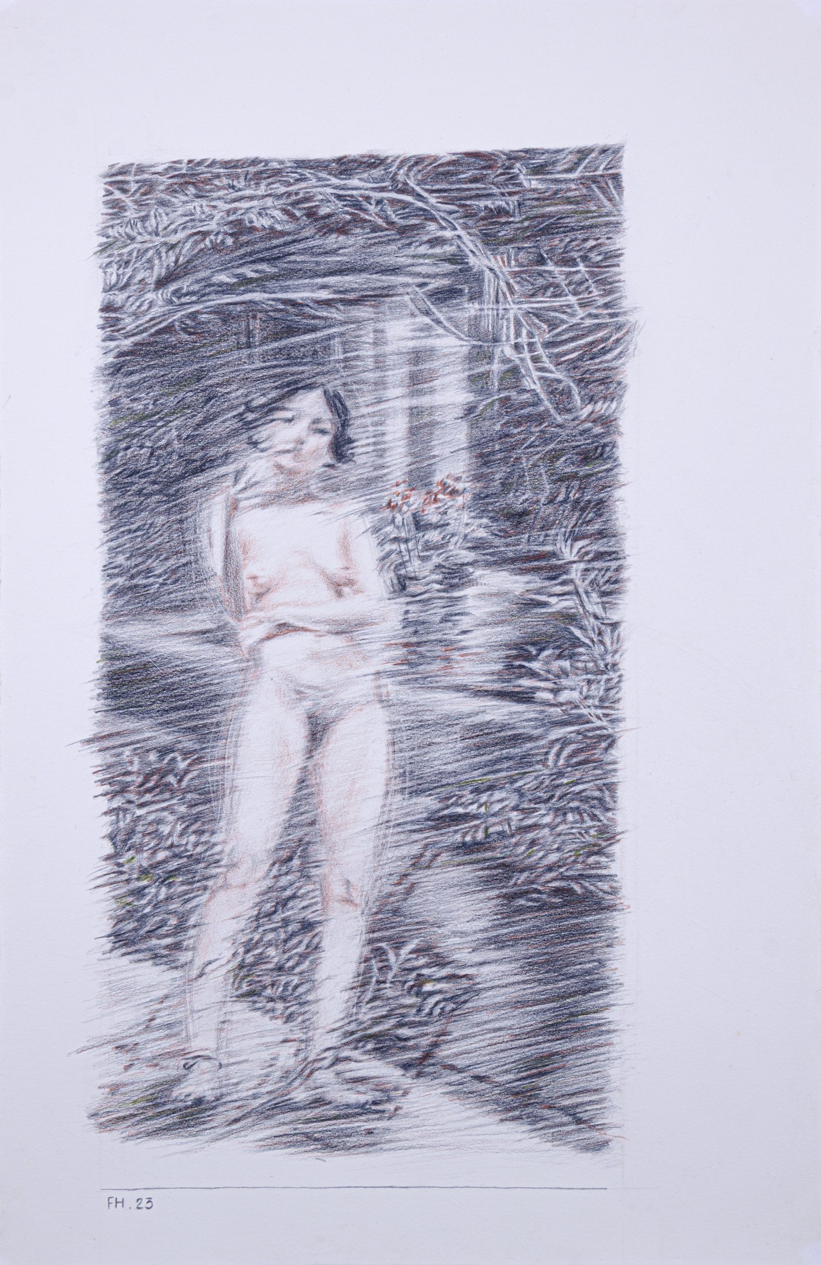 Untitled — colored pencil on cardboard, 50 × 32.5 cm, 2023